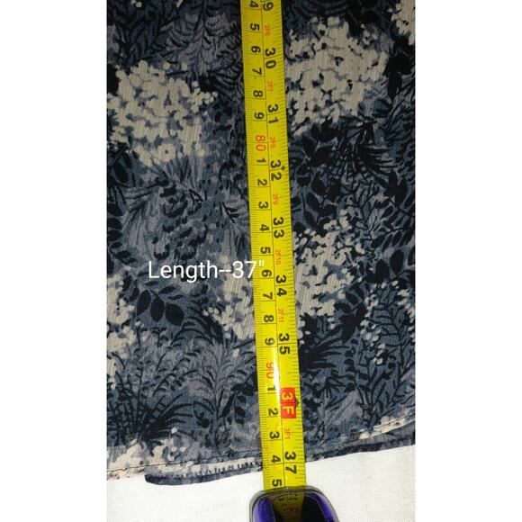 Joie Swing Dress Sz L Baltic Print Navy Blue/Black/White Mini Flowy Chiffon - Picture 16 of 16